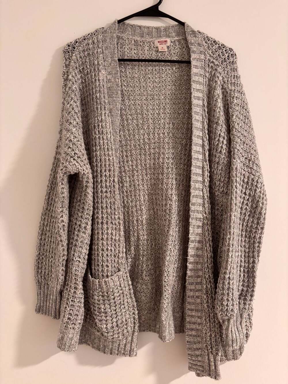 Mossimo Supply Co. Women's Grey Chunky Knit Open Front Cardigan with Pockets